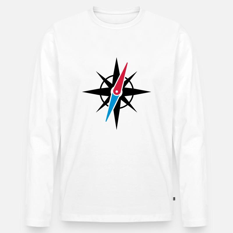 kompass_1_f3 - Männer Premium Bio Langarmshirt - Weiß