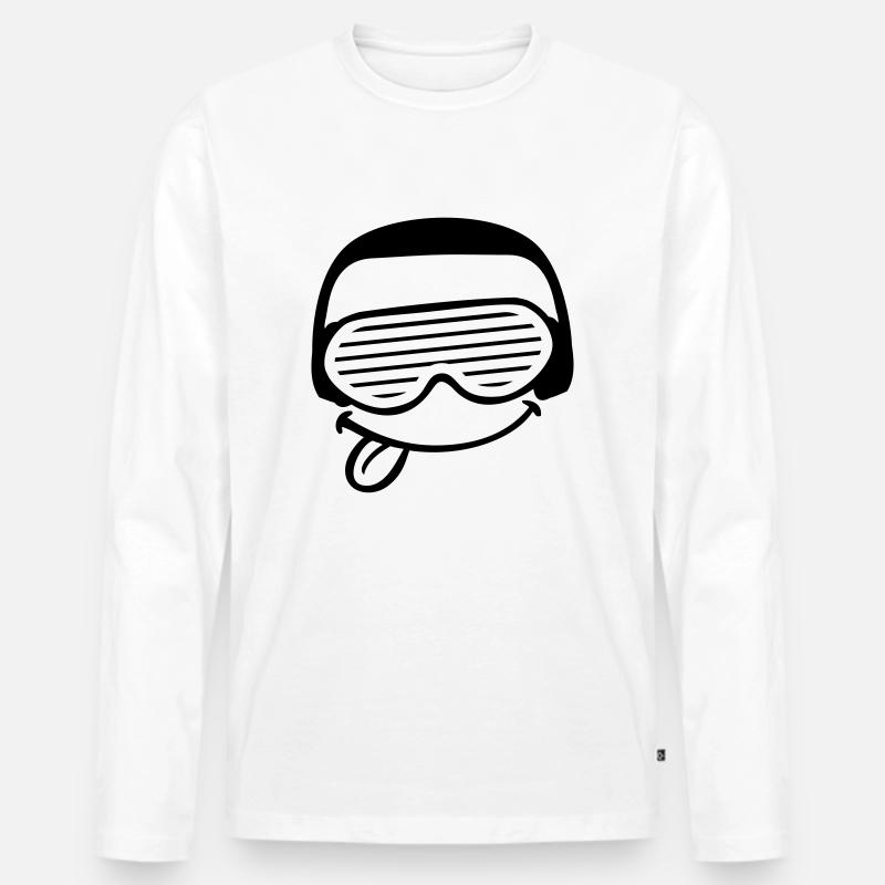 Funky DJ Face - Männer Premium Bio Langarmshirt - Weiß