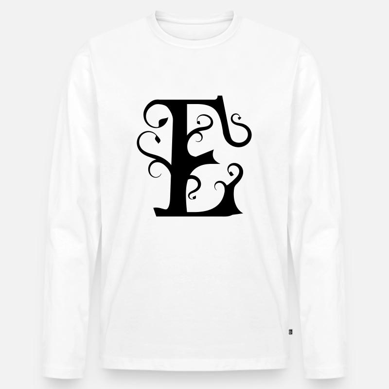 Monogramm Letter E - Männer Premium Bio Langarmshirt - Weiß