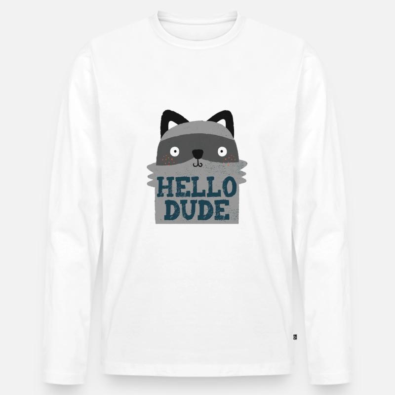 HALLO DUDE - Männer Premium Bio Langarmshirt - Weiß