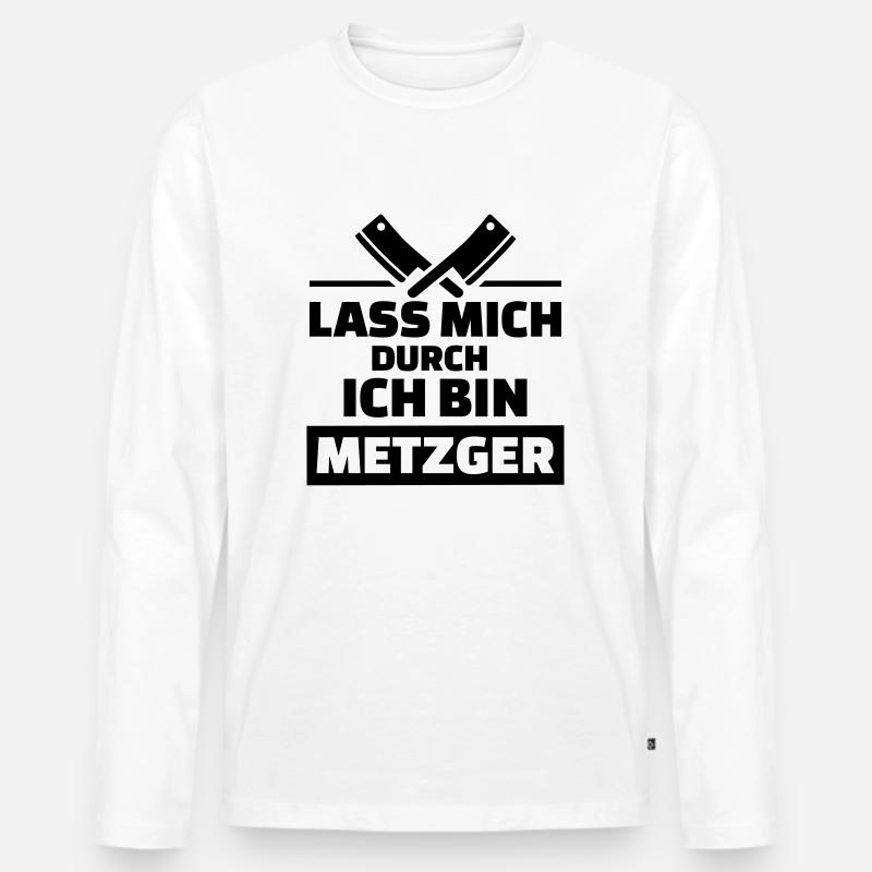Metzger - Männer Premium Bio Langarmshirt - Weiß