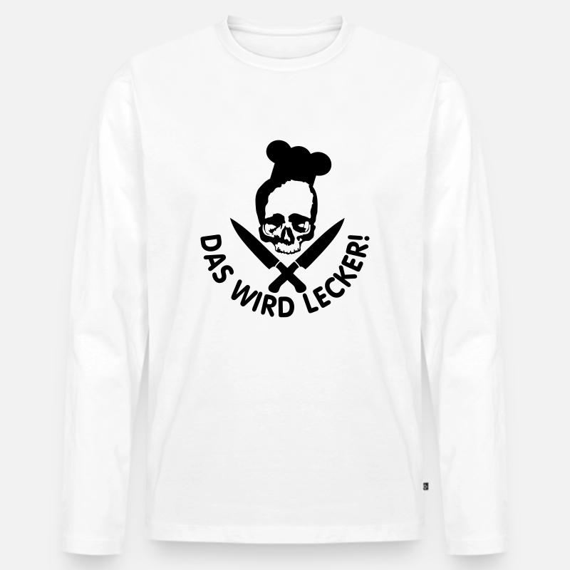 lecker kochen / kochen / lecker / skull - Männer Premium Bio Langarmshirt - Weiß