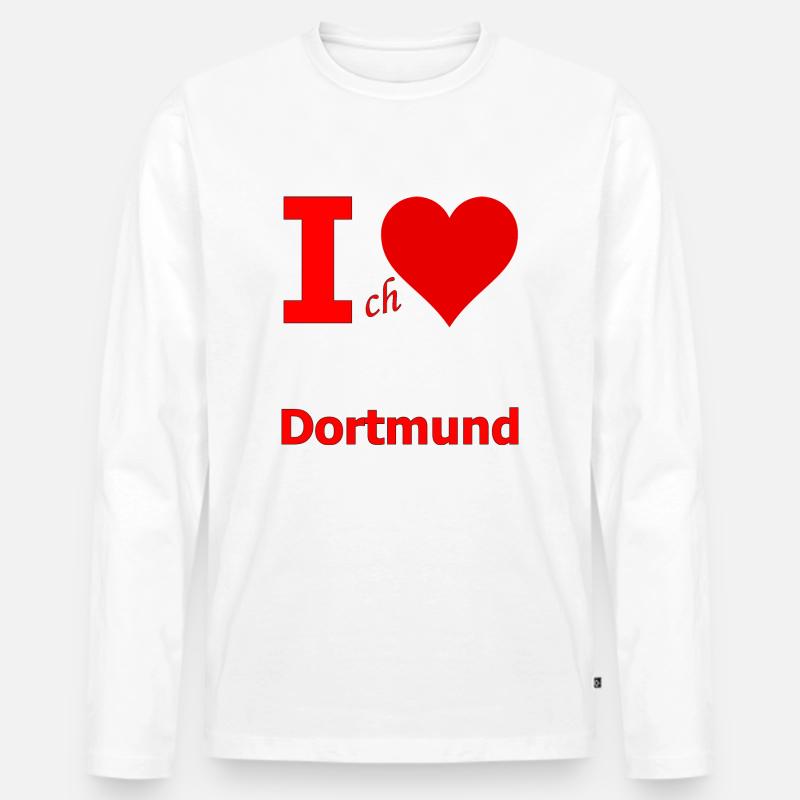 Ich liebe Dortmund - Männer Premium Bio Langarmshirt - Weiß