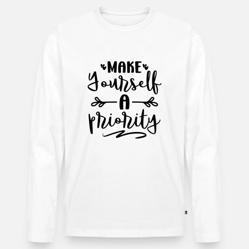 Make Yourself a Priority - Männer Premium Bio Langarmshirt - Weiß