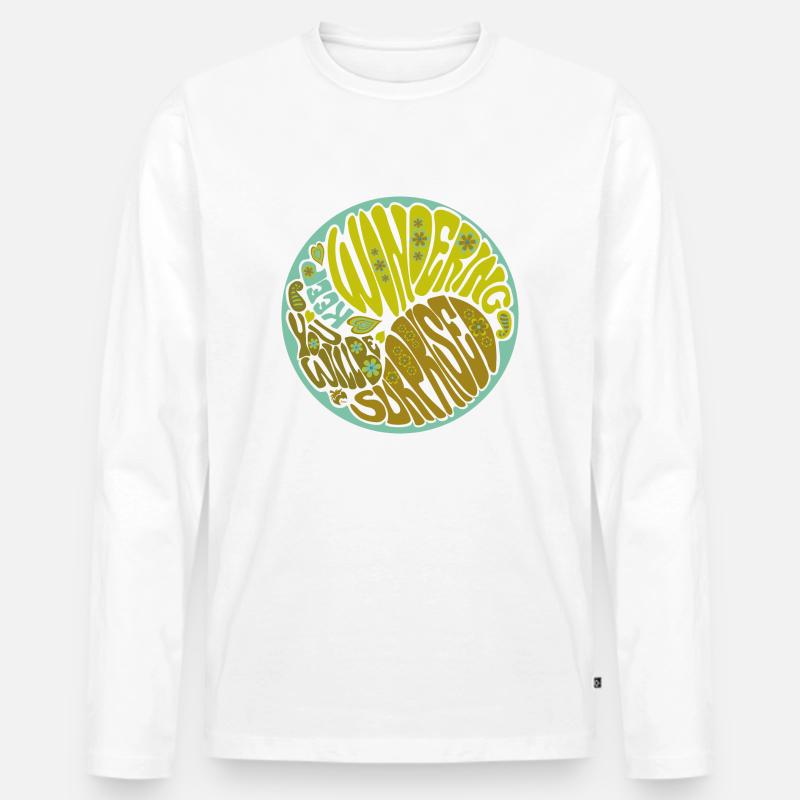 Keep Wondering Green - Männer Premium Bio Langarmshirt - Weiß