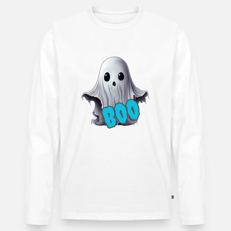 Boo der Geist - Männer Premium Bio Langarmshirt - Weiß
