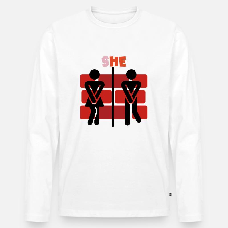 sHE on ona - Männer Premium Bio Langarmshirt - Weiß