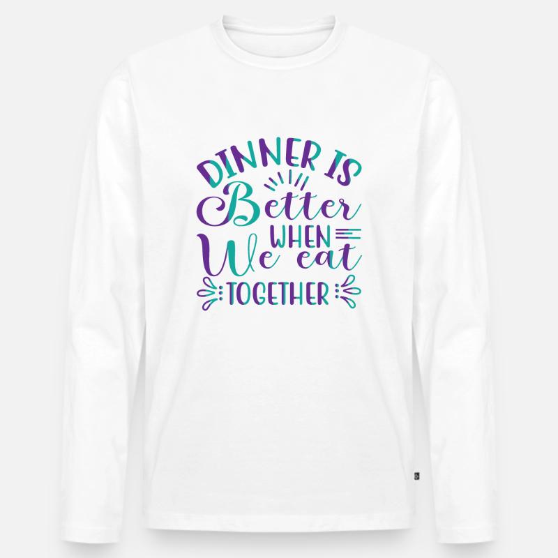 We eat together - Männer Premium Bio Langarmshirt - Weiß