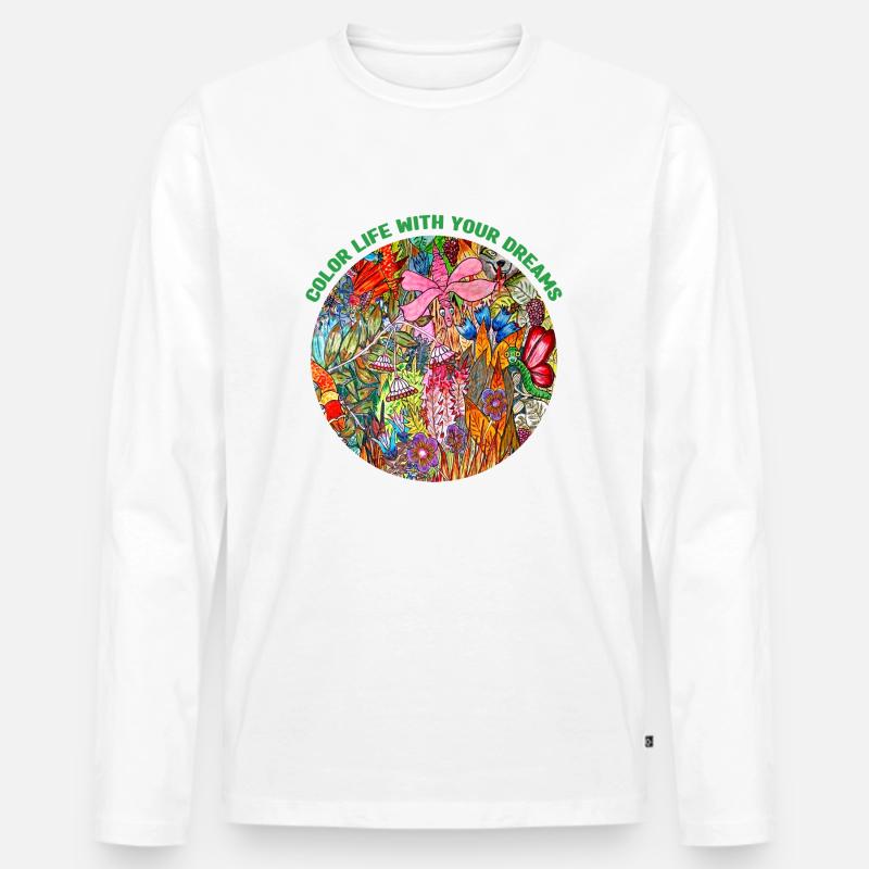 Farblebensdauer - Männer Premium Bio Langarmshirt - Weiß