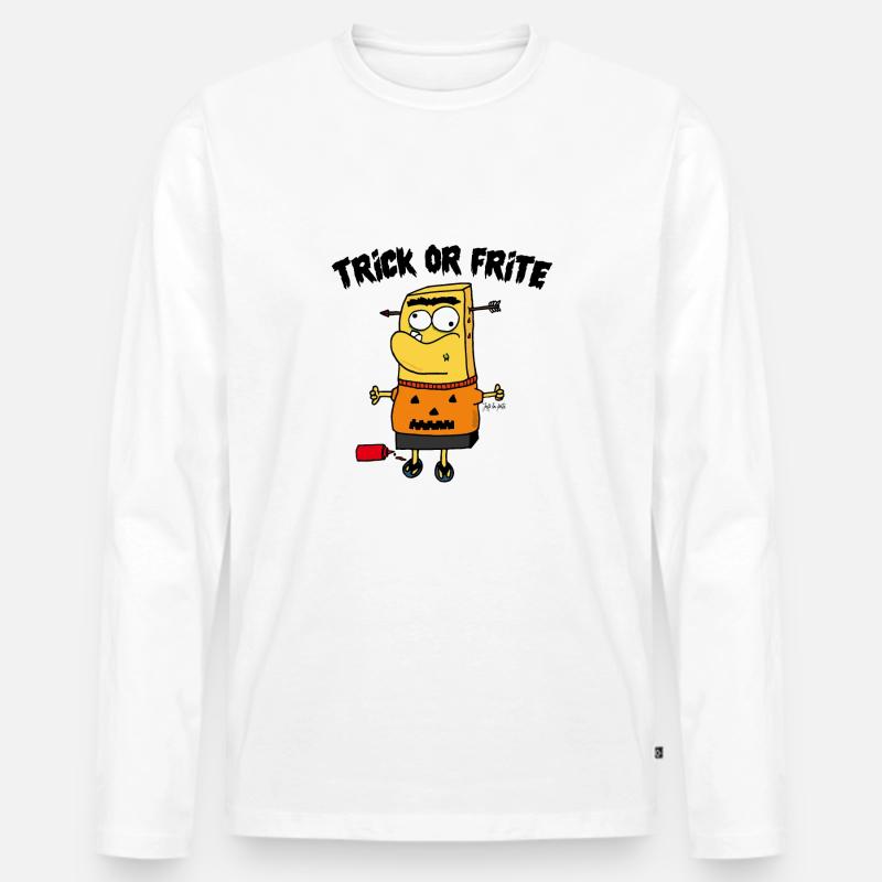 Trick oder frittiert! - Männer Premium Bio Langarmshirt - Weiß