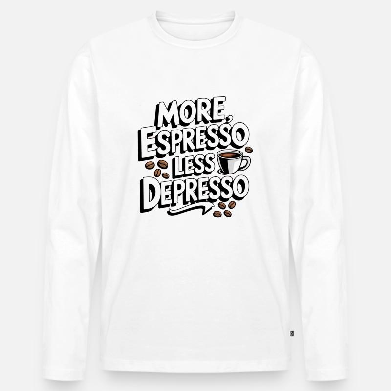 Espresso, Coffee, Kaffee, Latte, Geschenkidee - Männer Premium Bio Langarmshirt - Weiß