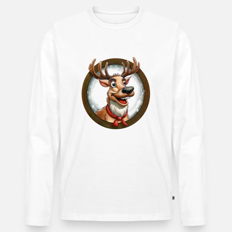 Weihnachtsrentiere - Männer Premium Bio Langarmshirt - Weiß