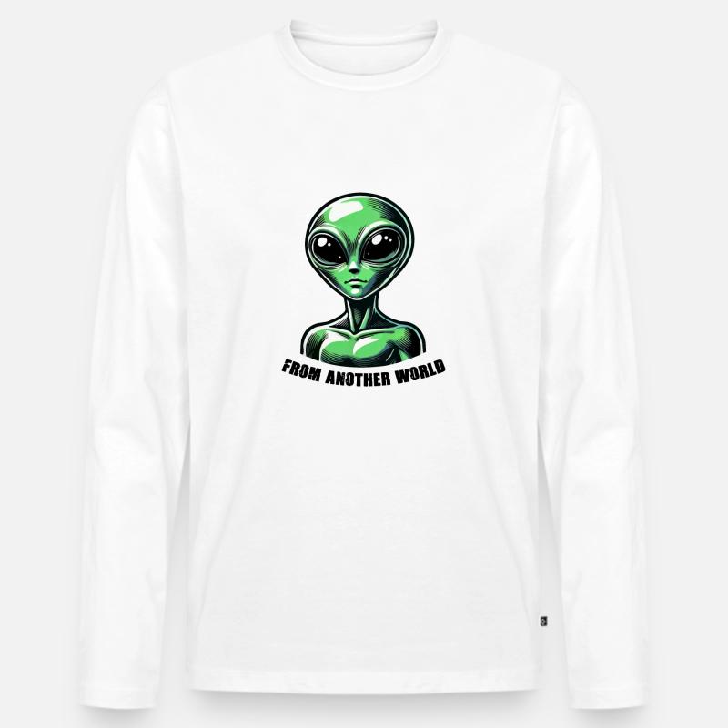 Alien Comic - Männer Premium Bio Langarmshirt - Weiß