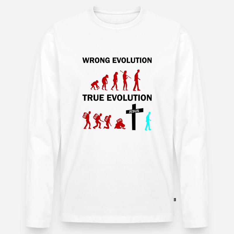 true evolution jesus - Männer Premium Bio Langarmshirt - Weiß