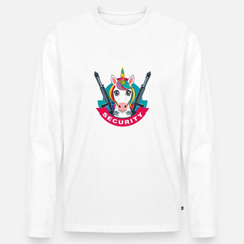 Unicorn Security - Männer Premium Bio Langarmshirt - Weiß