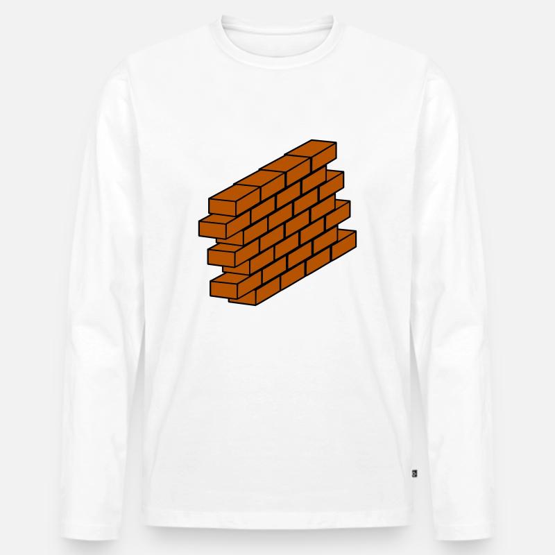 Backsteinmauer - Männer Premium Bio Langarmshirt - Weiß