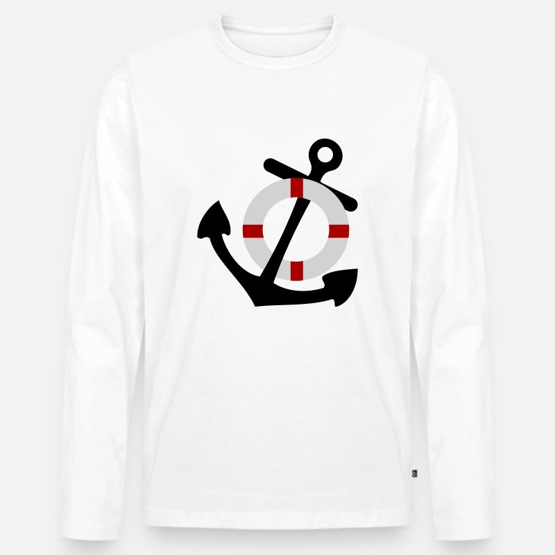 Anker mit Rettungsring - Männer Premium Bio Langarmshirt - Weiß