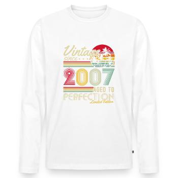 Millésime 2007 Cadeau d’anniversaire Rétro - T-shirt manches longues Premium bio Homme - blanc - Devant - Nico (187cm)