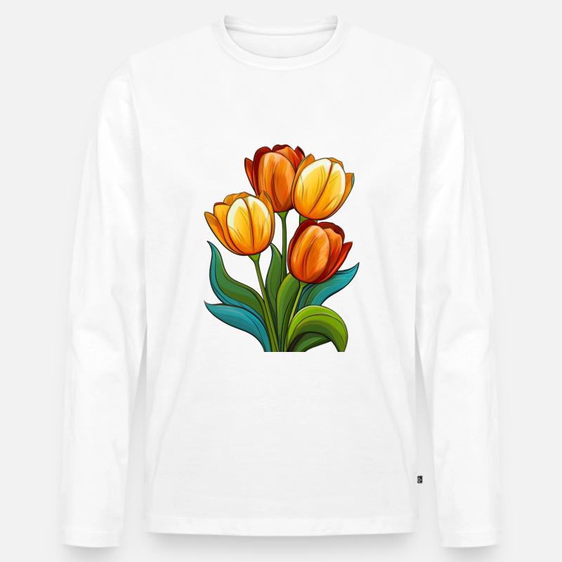 Tulpen - Männer Premium Bio Langarmshirt - Weiß