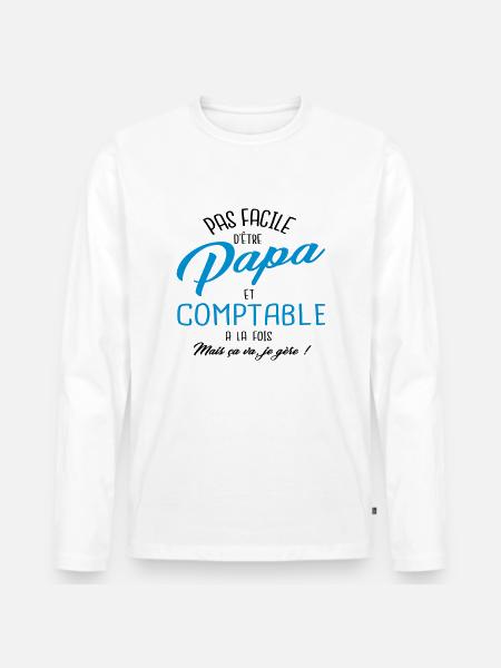 Papa et comptable - T-shirt manches longues Premium bio Homme - blanc