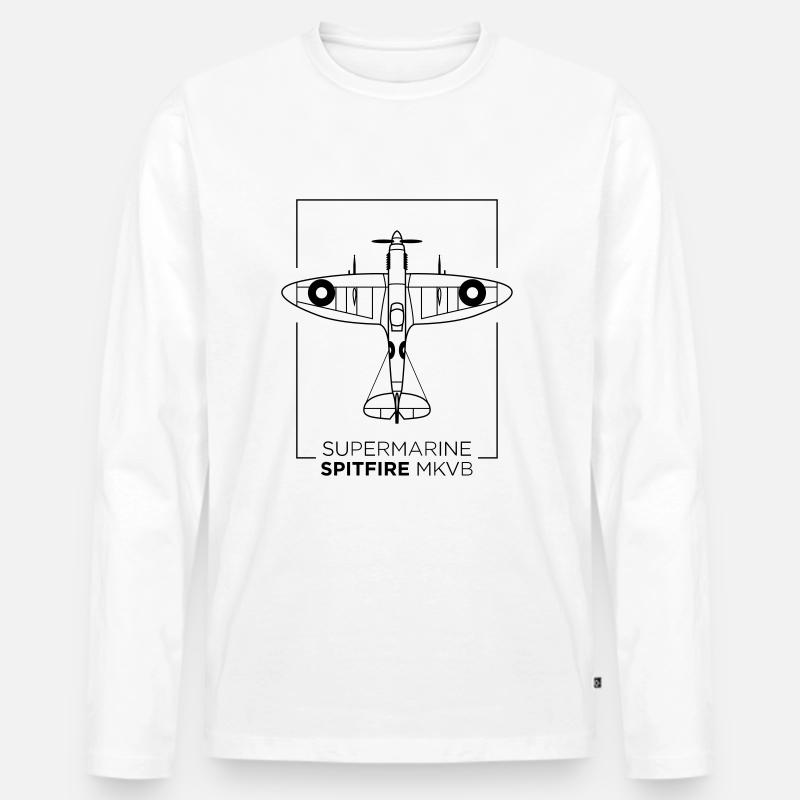 Spitfire MKVB - Männer Premium Bio Langarmshirt - Weiß