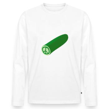 Gurken gegen Krieg - Männer Premium Bio Langarmshirt - Weiß - Vorne - Nico (187cm)