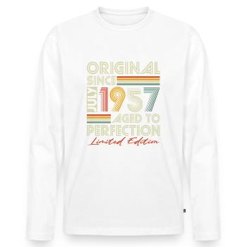 Juli 1957 Jahrgang Vintage Retro Geburtstag - Männer Premium Bio Langarmshirt - Weiß - Vorne - Nico (187cm)
