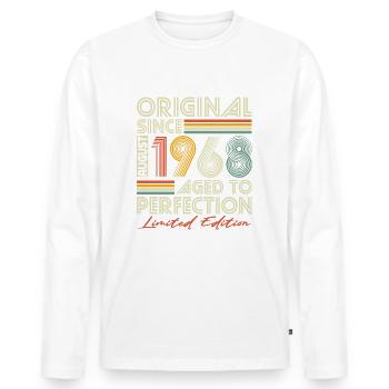 August 1968 Jahrgang Vintage Retro Geburtstag - Männer Premium Bio Langarmshirt - Weiß - Vorne - Nico (187cm)