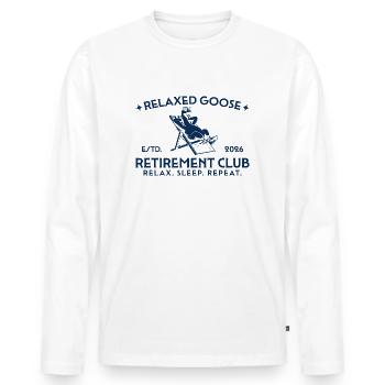 Rente 2026 Club - Gans im Liegestuhl - Männer Premium Bio Langarmshirt - Weiß - Vorne - Nico (187cm)