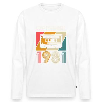 Née en 1981 naissance rétro anniversaire Best of '81 - T-shirt manches longues Premium bio Homme - blanc - Devant - Nico (187cm)