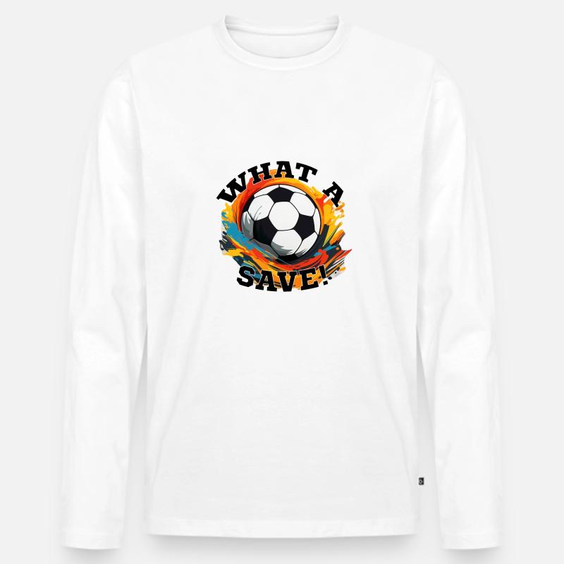 Fußball ball - What a Save! - Männer Premium Bio Langarmshirt - Weiß