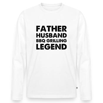Father Husband BBQ Grilling Legend - Men's Premium Organic Long Sleeve Shirt - white - Front - Nico (187cm)