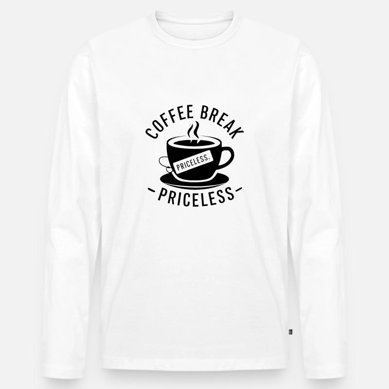 Kaffeepause - unbezahlbar - Männer Premium Bio Langarmshirt - Weiß
