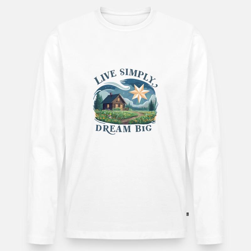 Einfach leben, groß Träumen - Männer Premium Bio Langarmshirt - Weiß