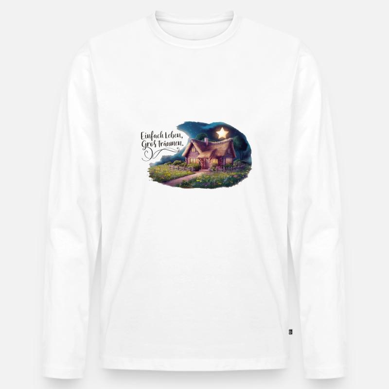 Einfach leben, groß Träumen - Männer Premium Bio Langarmshirt - Weiß