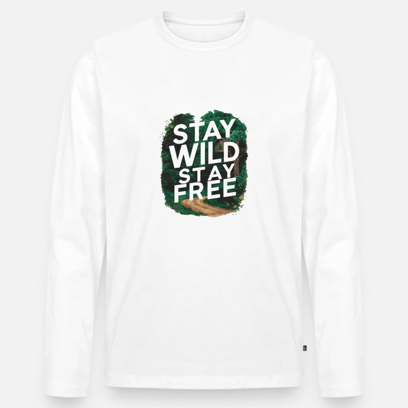 Bleib wild, bleib frei - Männer Premium Bio Langarmshirt - Weiß
