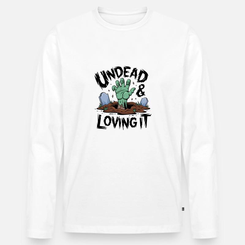 Zombie-Hand - Undead & Loving It - Männer Premium Bio Langarmshirt - Weiß