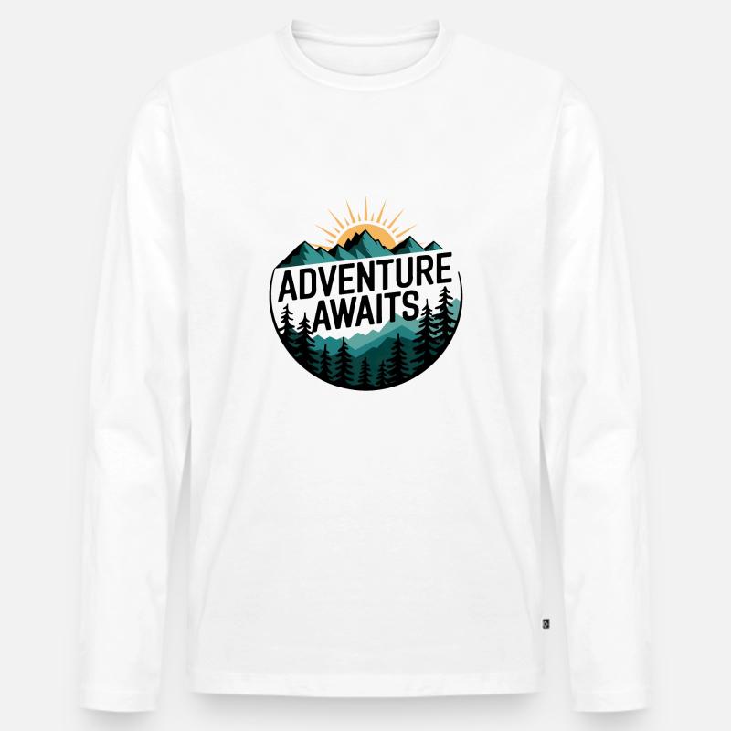 Adventure Awaits – Bergpanorama - Männer Premium Bio Langarmshirt - Weiß