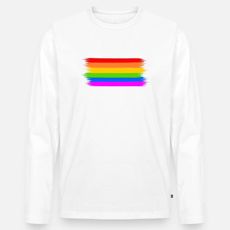 Regenbogen Regenbogenfahne - Männer Premium Bio Langarmshirt - Weiß