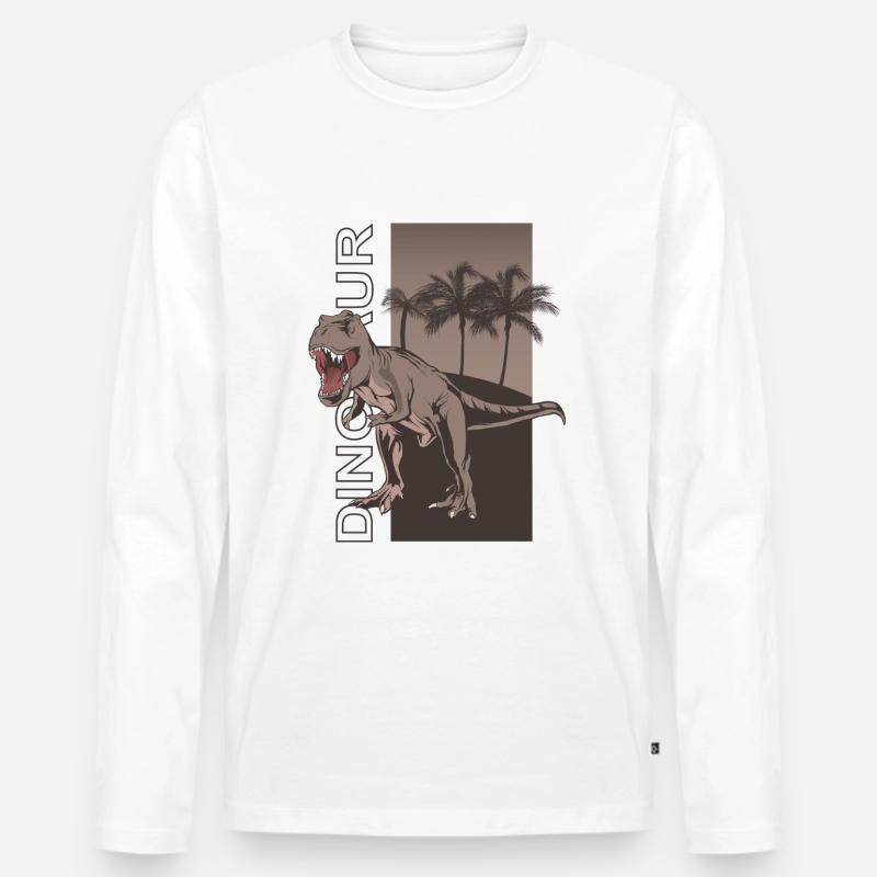 Dino Dinosaurs Dinosaur - Männer Premium Bio Langarmshirt - Weiß