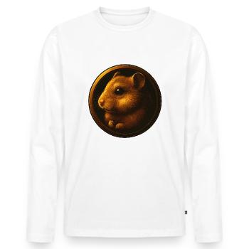 Hamster Animal Head Design in Emblem - Men's Premium Organic Long Sleeve Shirt - white - Front - Nico (187cm)