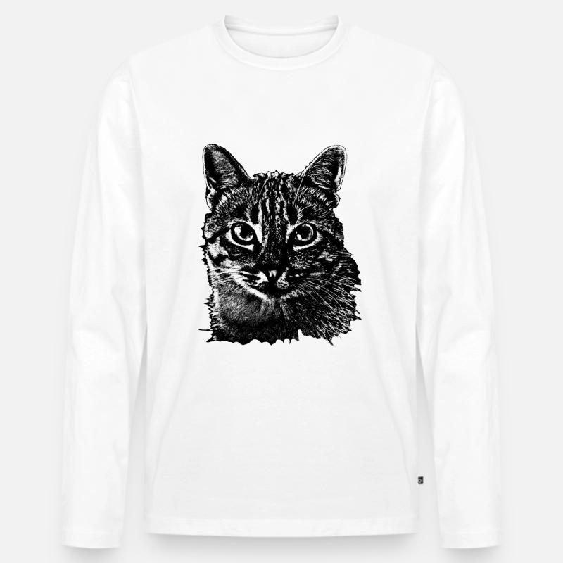 Katze cat - Männer Premium Bio Langarmshirt - Weiß
