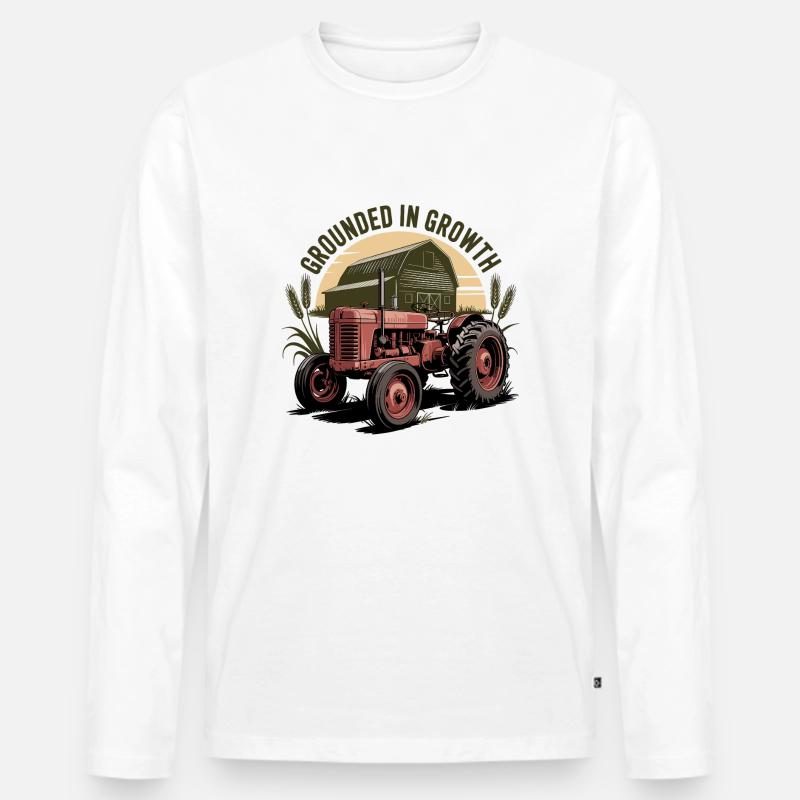 Grounded in Growth - Männer Premium Bio Langarmshirt - Weiß