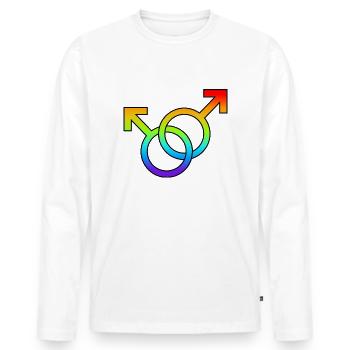 CSD: Égalité et tolérance - T-shirt manches longues Premium bio Homme - blanc - Devant - Nico (187cm)