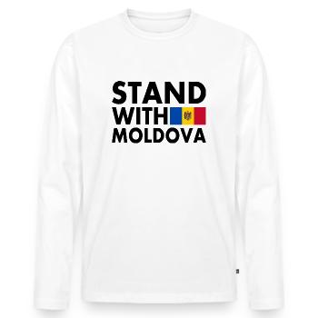 Stand with moldova - Männer Premium Bio Langarmshirt - Weiß - Vorne - Nico (187cm)