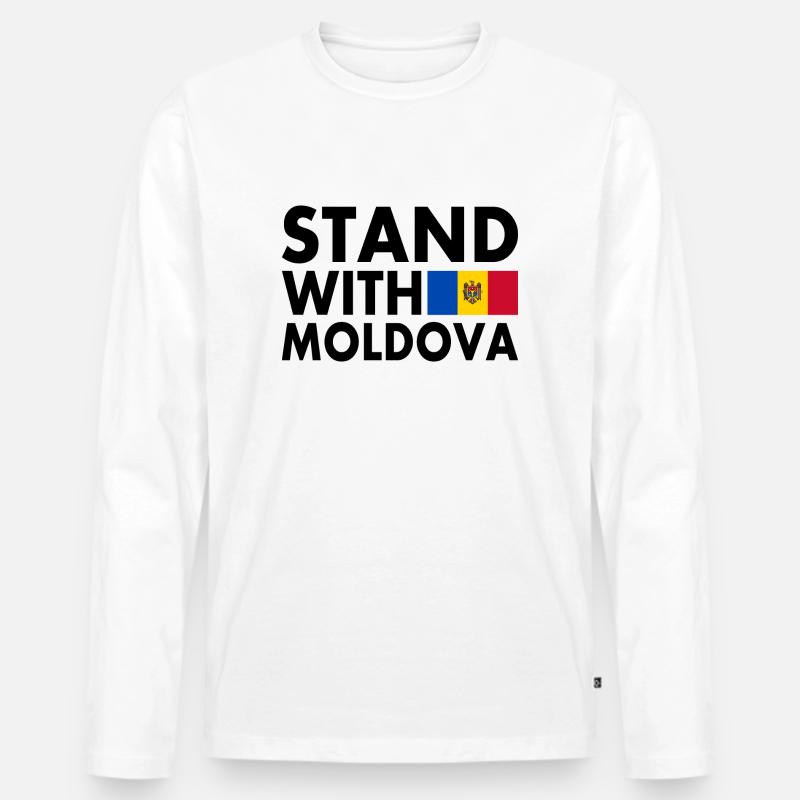 Stand with moldova - Männer Premium Bio Langarmshirt - Weiß