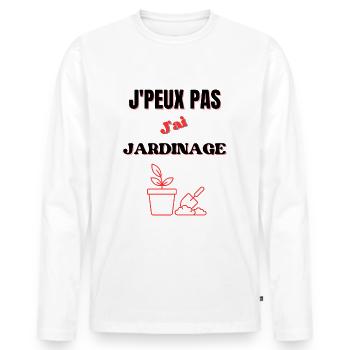 J'peux pas j'ai Jardinage - T-shirt manches longues Premium bio Homme - blanc - Devant - Nico (187cm)