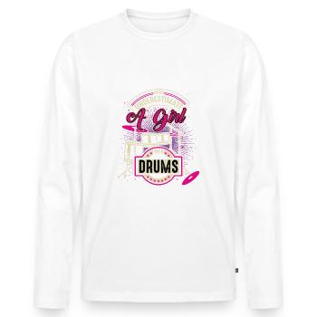Drummer Mädchen - Männer Premium Bio Langarmshirt - Weiß - Vorne - Nico (187cm)
