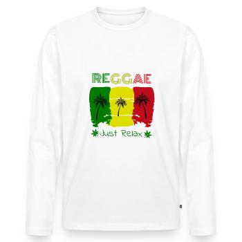 Reggae techno hanf cannabis logo reggea rastafari - Männer Premium Bio Langarmshirt - Weiß - Vorne - Nico (187cm)