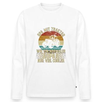 Opa Mit Traktor - Landwirt - Männer Premium Bio Langarmshirt - Weiß - Vorne - Nico (187cm)